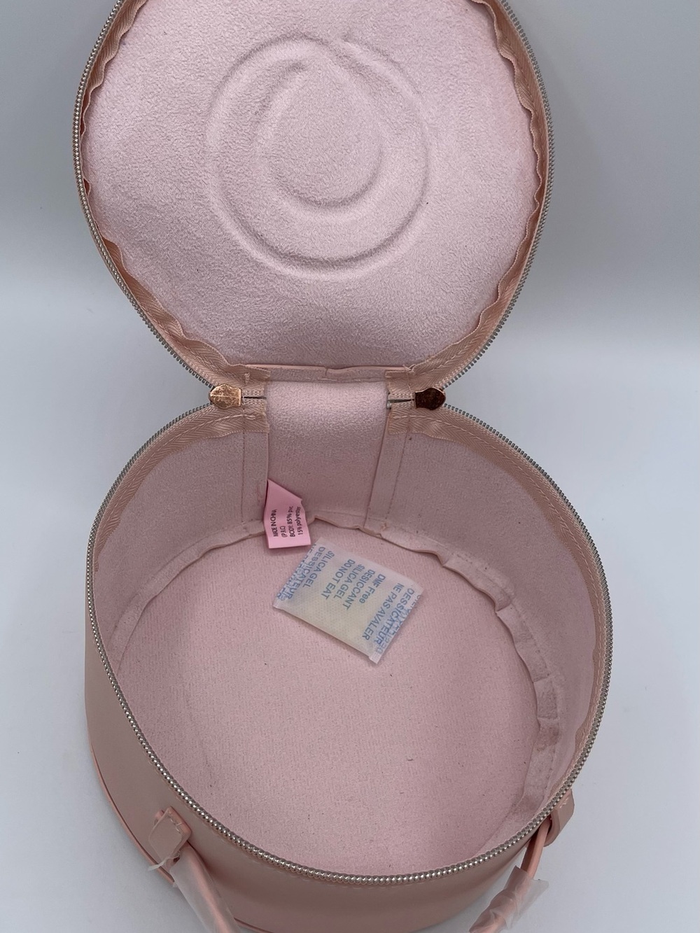 Monster Round Pink Leatherette Vanity Bag with Rose Gold Hardware - Picture 2 of 7